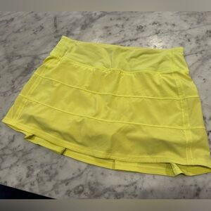Lululemon highlighter yellow pace rival skirt